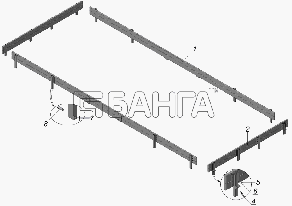 НефАЗ НефАЗ-8560 (2008) Схема Установка дополнительных бортов banga.ua